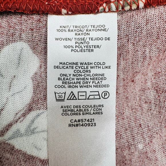 NWT Loft Peasant Blouse Size XS Rust Botanical Print 3/4 Sleeve Autumn Top - Picture 14 of 14